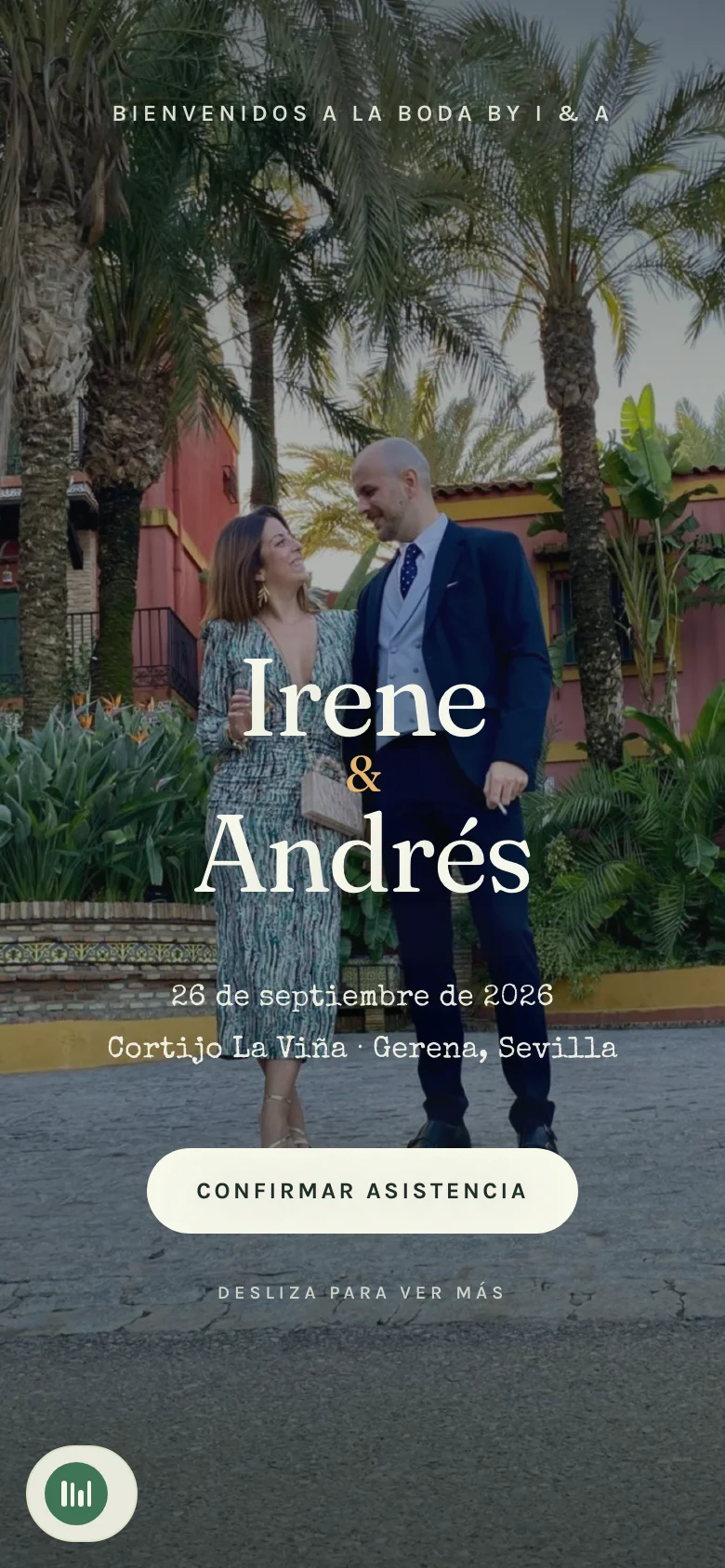 Irene & Andrés: invitación en móvil