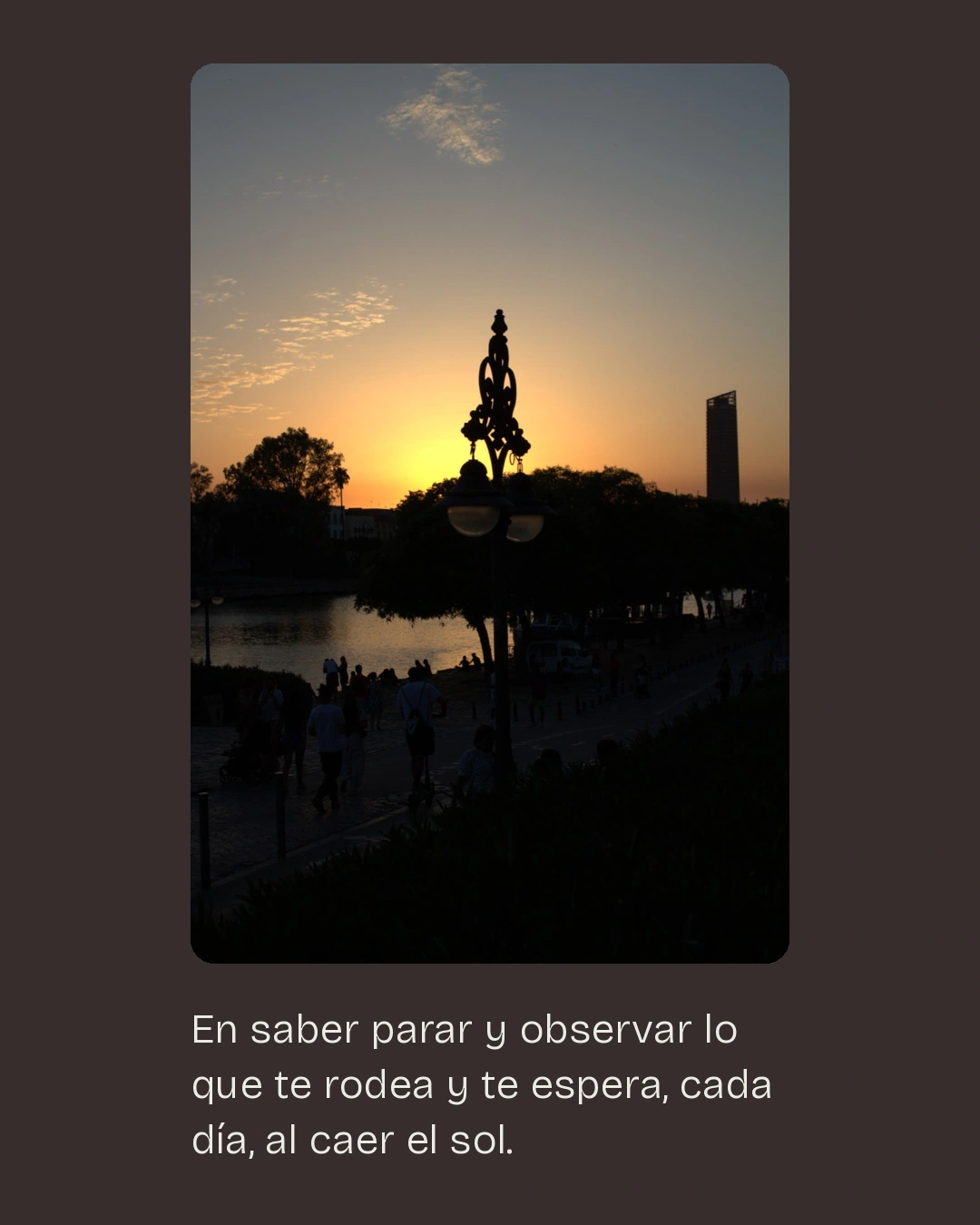 Munya Studio · Una figura frente al atardecer junto al agua.